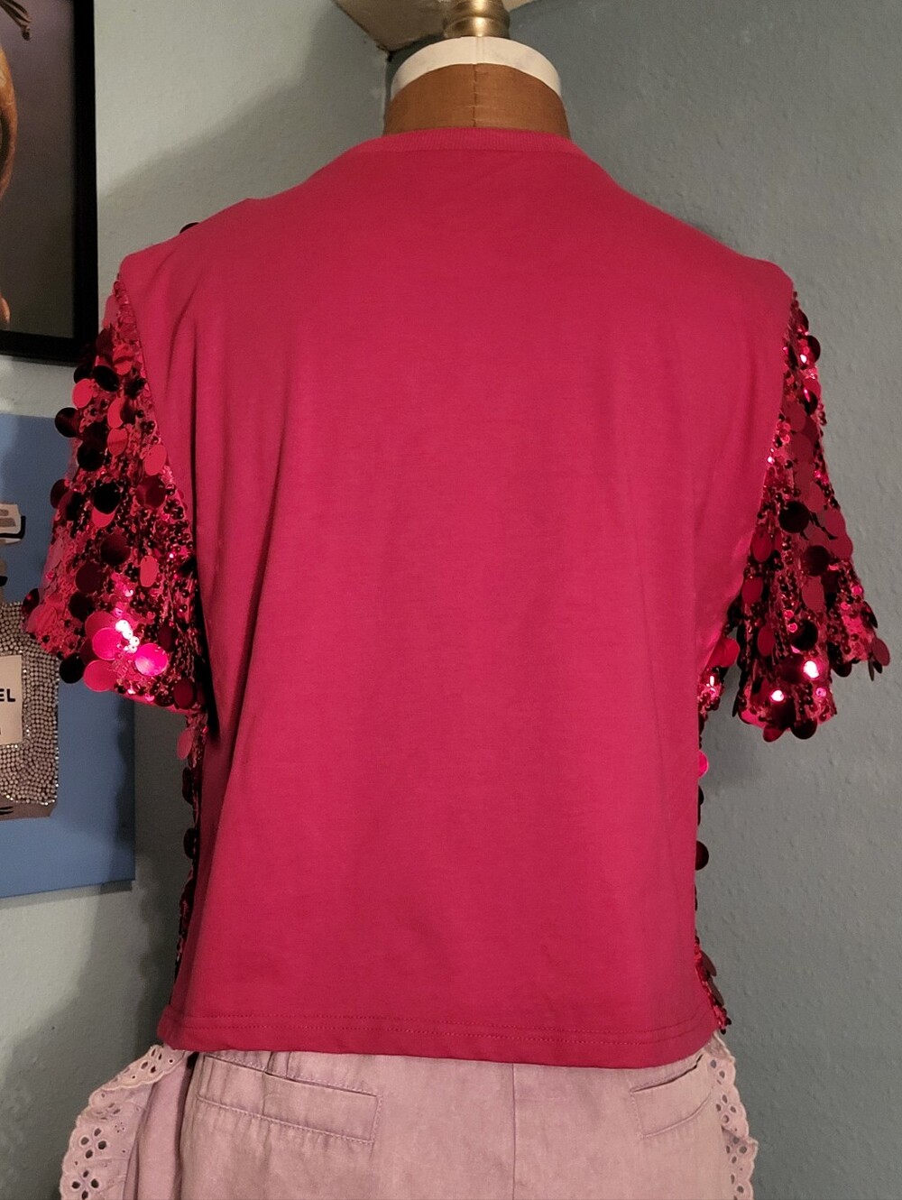 Judith March Sequin & Rhinestone Witch On Broom Top - Picture 6 of 12